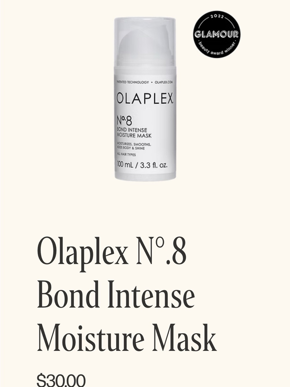 OLAPLEX No.8 Bond Intense Moisture Mask — White